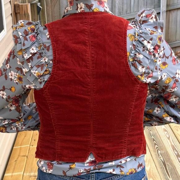 J. Crew Burnt Orange Rust Red Corduroy Vest - Picture 9 of 9